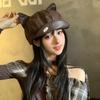 Cute Cat Ears Cortical Beret Showing Face Small Female Spring and Autumn Versatile Showing Face Small Hat Trend Subculture
