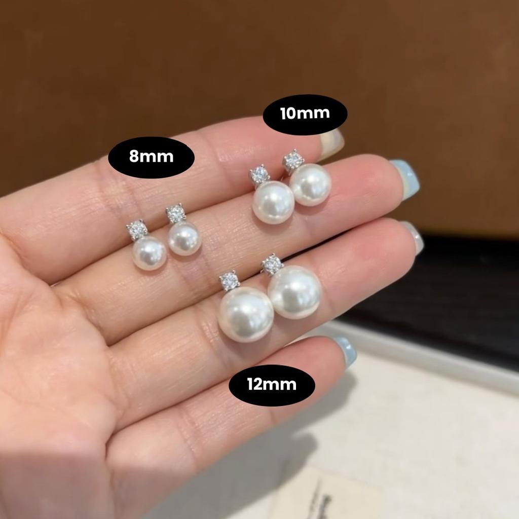 French s9Pure Silver Princess Diana Style Pearl Earrings for Women, with High-luster Zirconia, Elegant and Unique, with a High-end Feel, Simple and