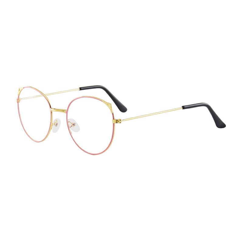 For Flat Cat Ears, Retro Round Face Frames, Glasses Frames, Literary And Anti-Blue Flat Glasses