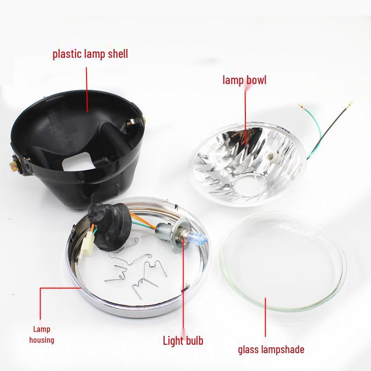 Seven-Inch Round Headlight for YBR/E, JYM-2, Tianji Tianqi 125, Tianjian 125 Motorcycles