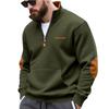 Men's Casual Oversized Solid-Color Outdoor Fleece-Lined Patchwork Zipper Stand-Up Collar Sweatshirt