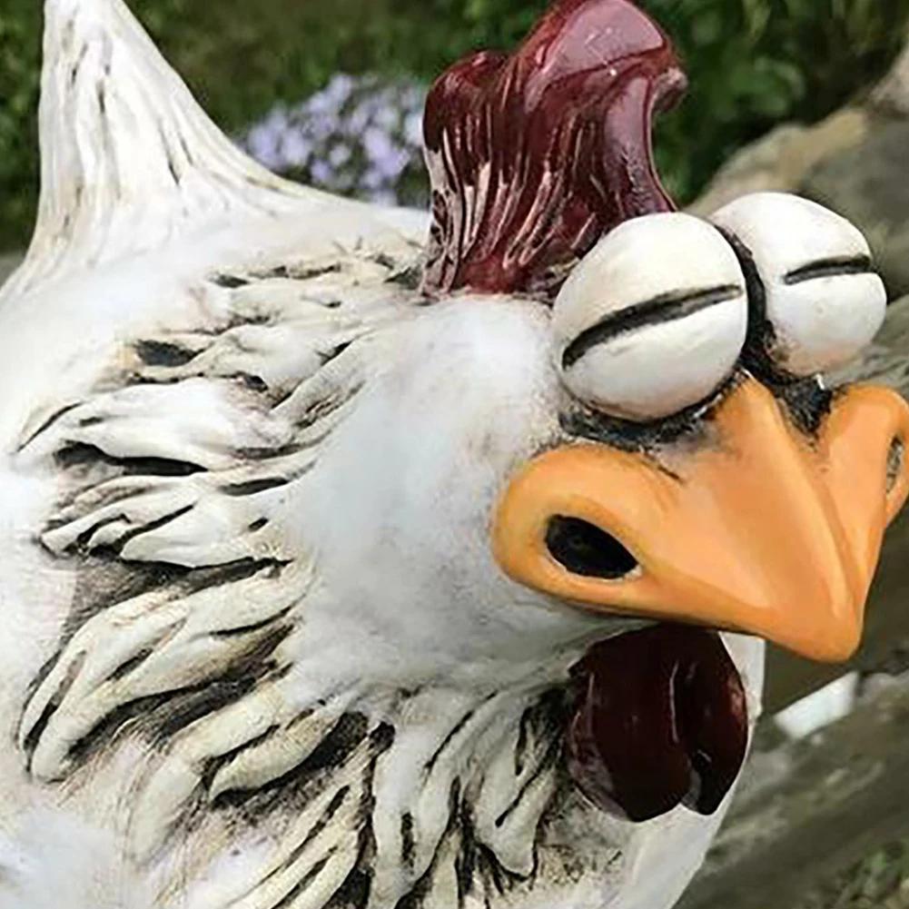 Farm Yard Chicken Statues Decorative Resin Sculpture Art-backyard Art Craft Creative Eco-friendly Simple Backyard Decorations