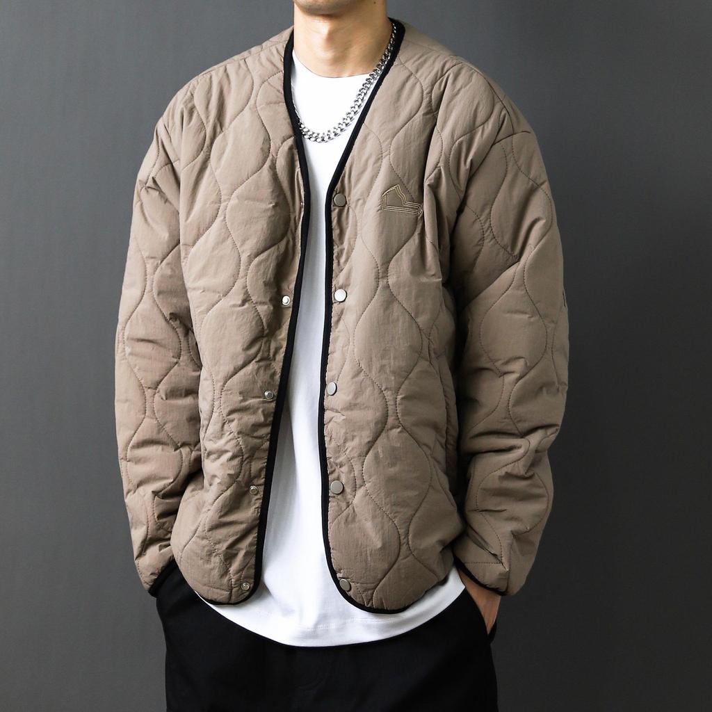 Men's Retro Quilted Cotton Jacket - Warm, Padded, Collarless Design for Winter Layering