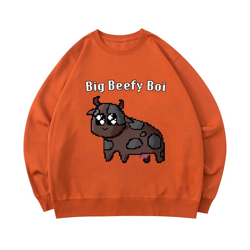 Cotton Sweatshirt Big Beefy Boi Print 