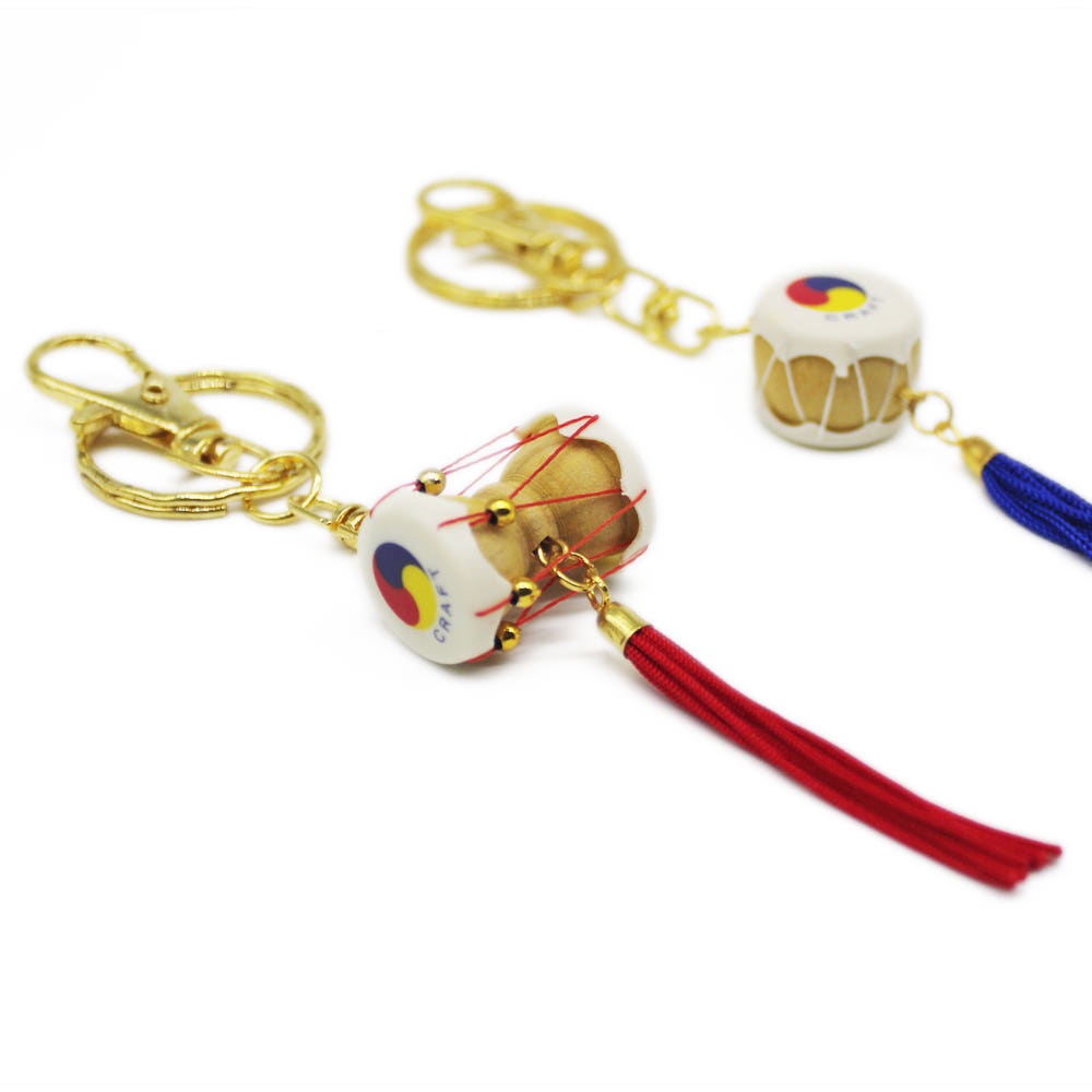 Korean Traditional Wooden Janggu Drum Keychain Set 10 Pieces