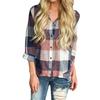Spring Women Casual Plaid Long Sleeve Lapel Shirt Hot Sale