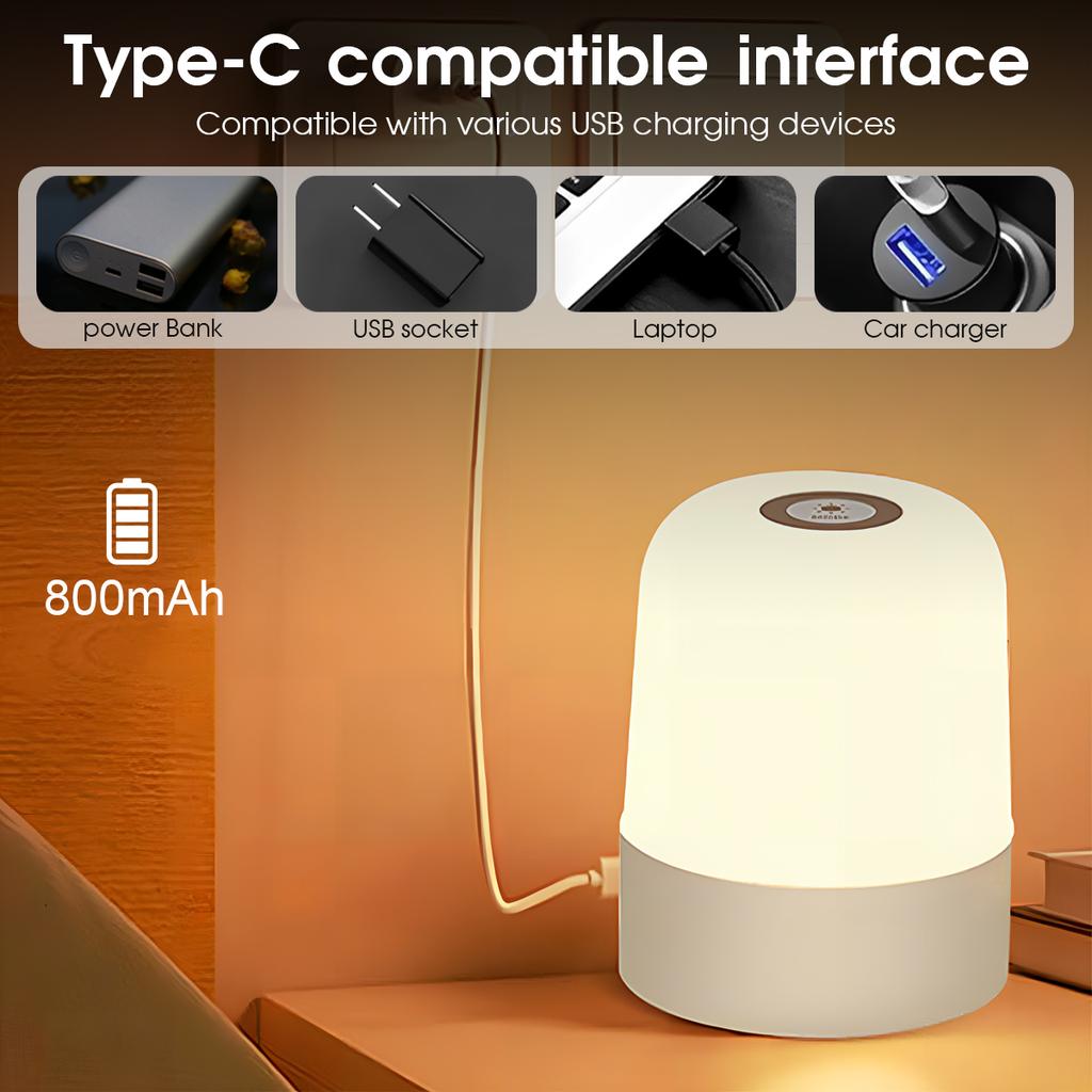 Touch Night Lamp 16 Modes LED Night Light Bedside Lamp USB Charging Night Light Ambient Light Soft Light Table Lamp for Kid Gift