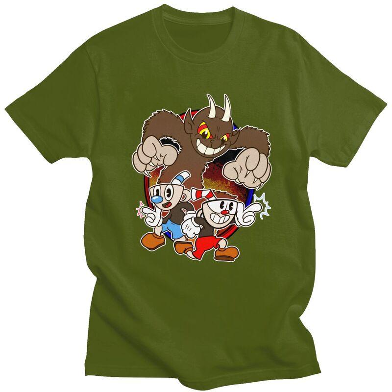 Custom Hot Game Cuphead T Shirts for Men 100 Cotton Tees Tshirts Tshirt