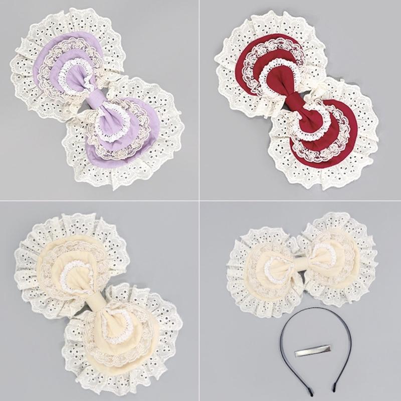 Lace Bows Headbands Party Hair Accesory For Women Elegant Design Suitable For Parties And Cosplay Event