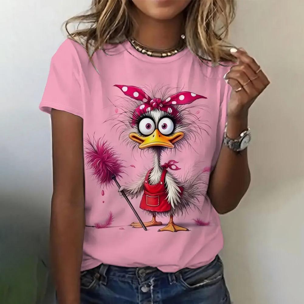 Funny Women's T-Shirts Summer Casual Short Sleeve Crew Neck Tee Fashion Streetwear Female Oversized Clothing Cartoon T-Shirts