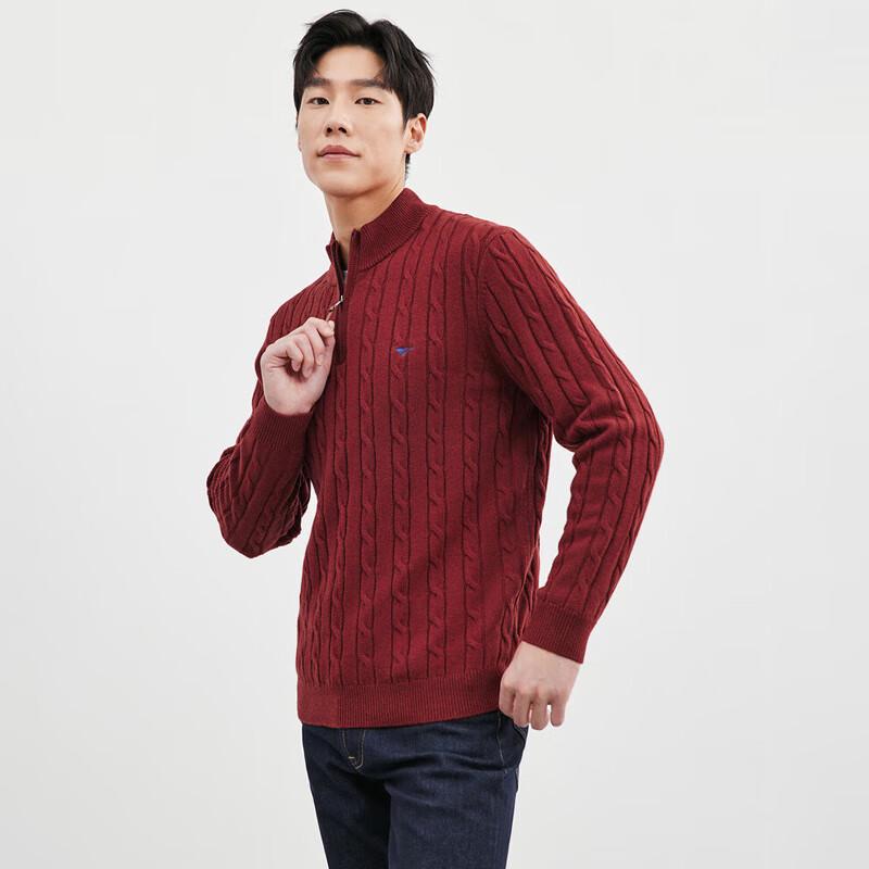 SEPTWOLVES Men's Warm Cable Knit Mid-High Collar Sweater