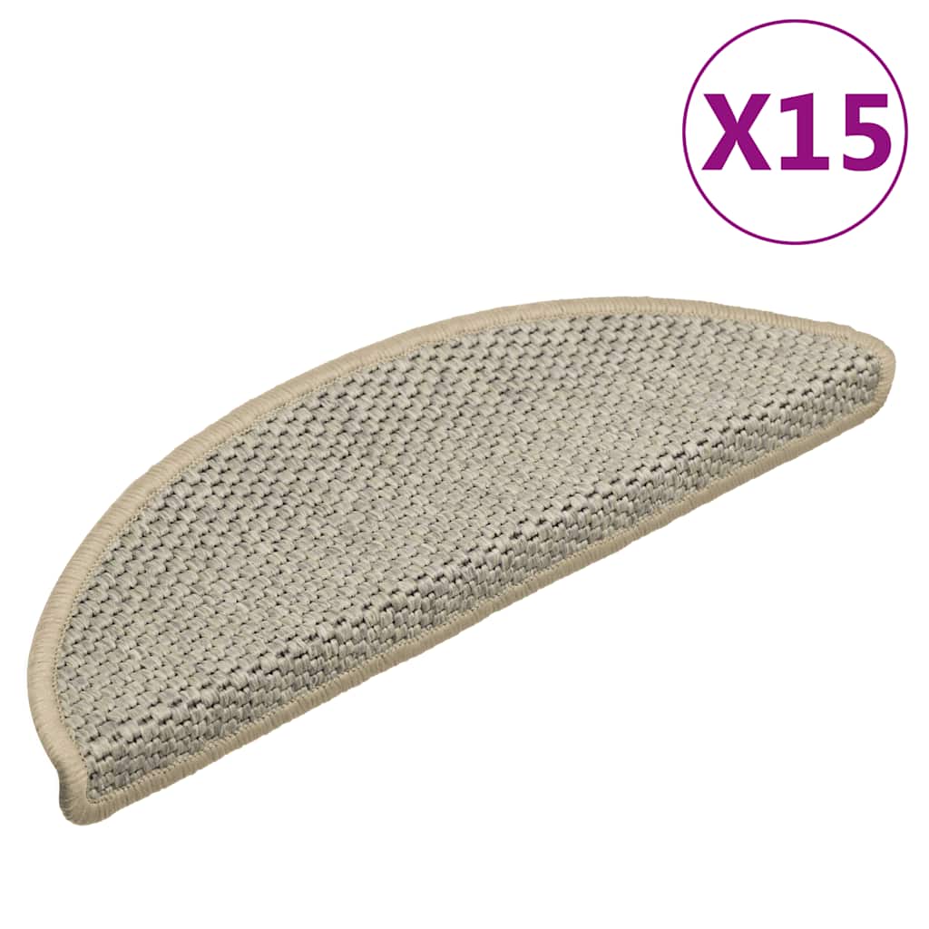 Self Adhesive Stair Mats Sisal Look 15 Pcs 56 X 17 X 3 Cm Light Green