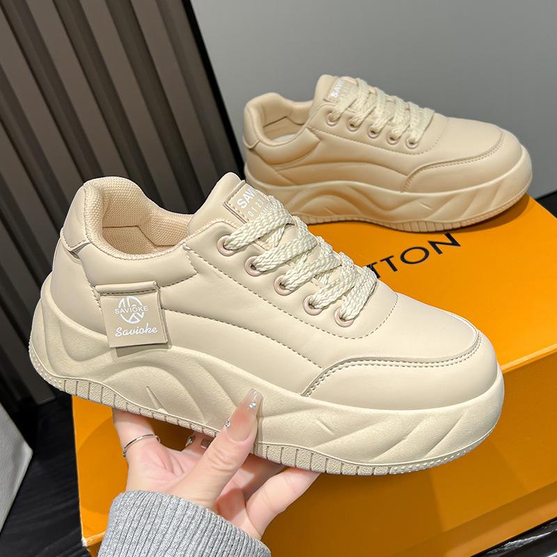 Spring and Autumn new sports and leisure ins thick-soled leather casual single shoes board shoes