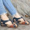 Large Size Summer New Retro Round Head Wedge Heel Women's Shoes Cross Buckle Women's Sandals