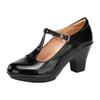 Small Size 32-43 Patent Leather Shoes Women Mary Janes Spring 2025 T Stap Platform Pumps Block High Heels for Office Mom Dance