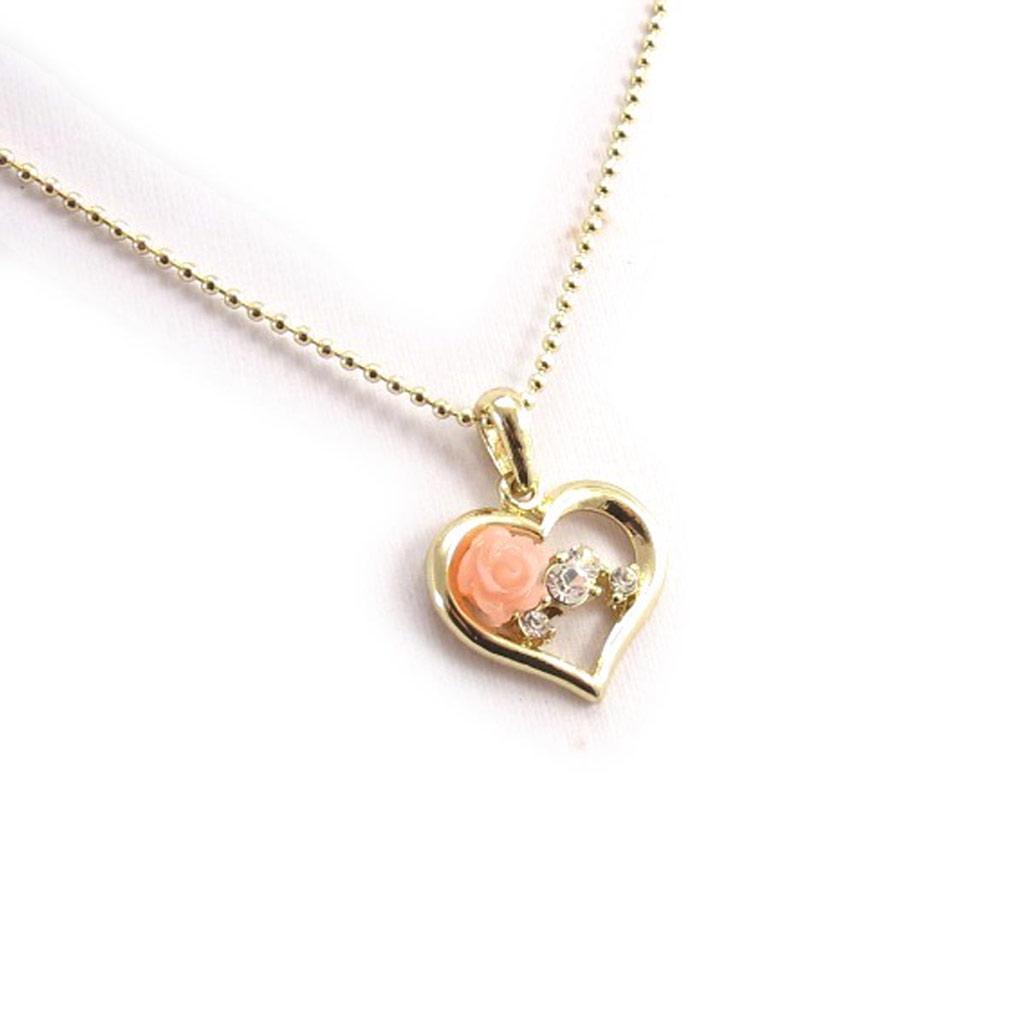 Les Trésors De Lily [J7944] - Designer Necklace 'Love' Peach Gold