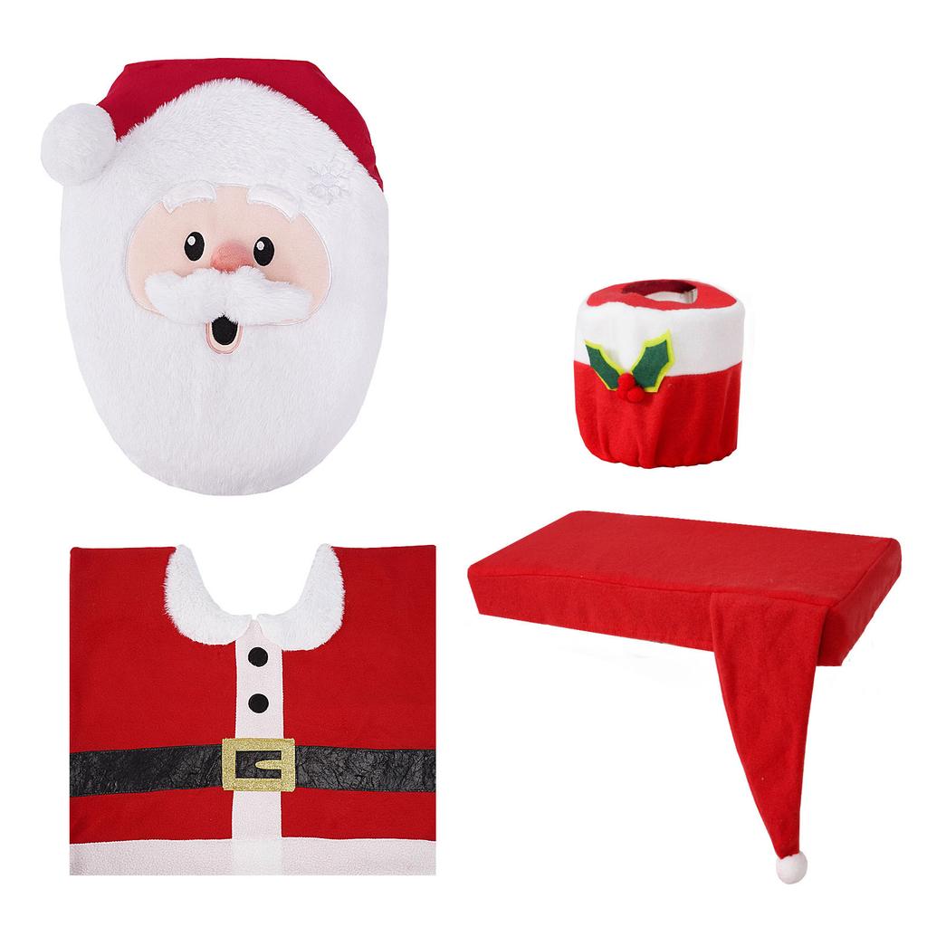 Cloth Festive Atmosphere Christmas Toilet Decoration Four Piece Set Which Is Soft And Comfortable. Type+2