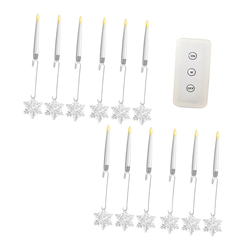 12 Pieces Christmas Tree Candles Decoration LED Candlesticks LED Short Taper Candles for Home Bedroom Halloween Holiday Wedding