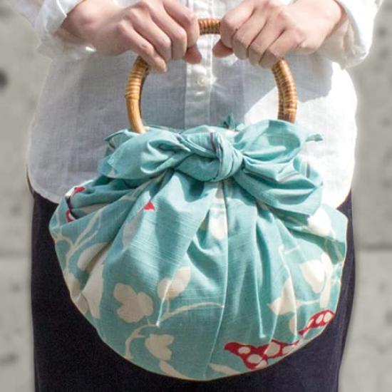 Musubi Furoshiki Takehisa Yumeji and (wrapping Cloth), 24-inch Width, Design, "Mame" (bean) "Sage" (sage), 90cm, Cotton.
