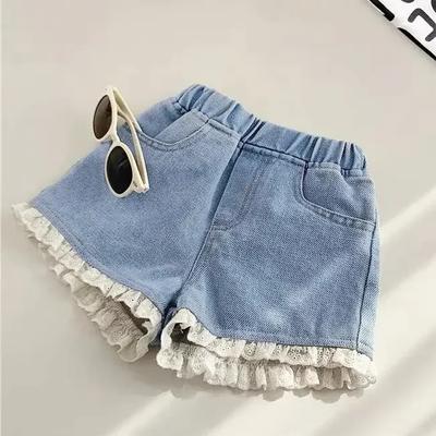 Pantalones cortos de vaquero corto de verano para niñas, pantalones vaqueros cortos de princesa a la moda para niñas, pantalones cortos para niñas, ropa para niñas con flores