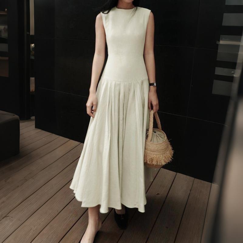 

ZANZEA Women Casual Round Neck Solid Color Sleeveless Long Dress 3XL