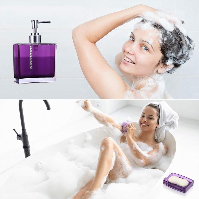 5-teiliges Acryl Badezimmer Organizer Set einschließlich Seifenspender, Zahnbürstenhalter, Becher, Tasse, Luxus Waschtischzubehör