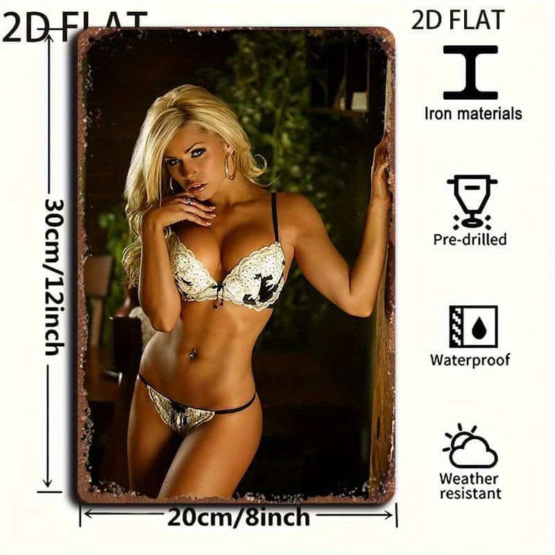 

Vintage Metal Poster D Flat Lady Art Print Heavy Iron Frame Easy Hang for Man Cave Bar Garage Decor 20x30cm
