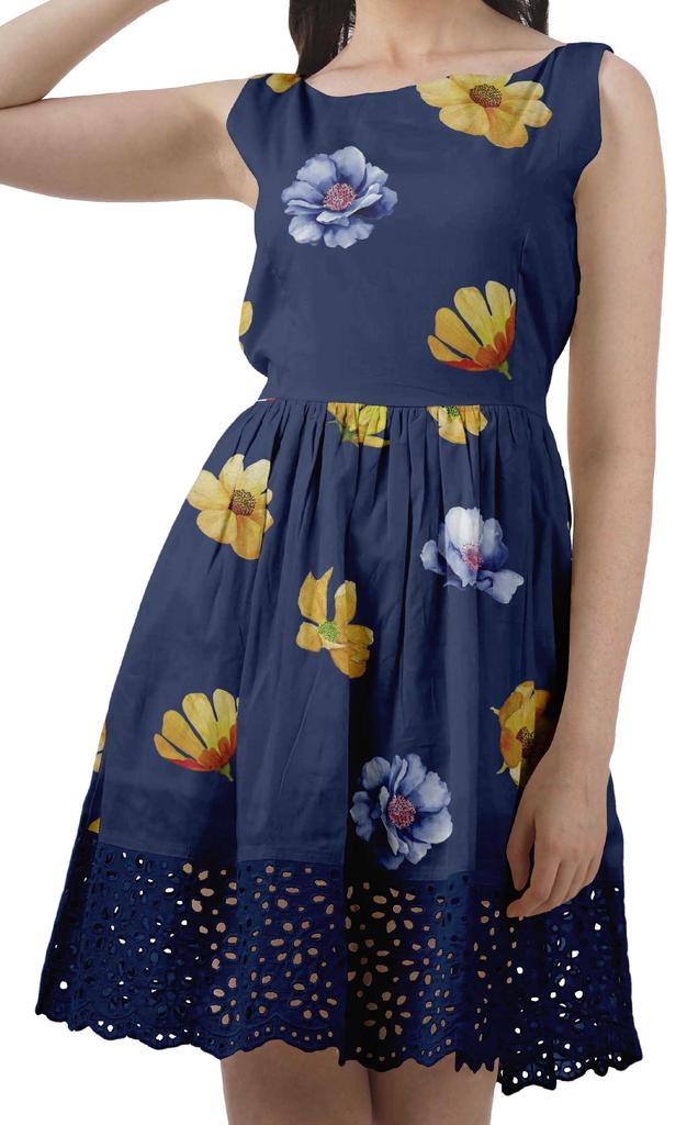 Moomaya Printed Lace Evening Mini Dress For Party Sleeveless Women Clothing