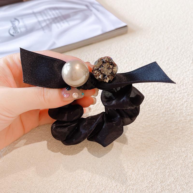 Trendy and Charming Headband for Women, Minimalist New Arrival Hair Tie with Rhinestones and Pearls, Ponytail Hair Ring