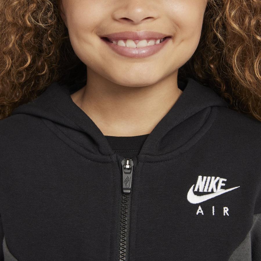 Nike Air Logo Hooded Casual Short Jacket Kids jackets Black DD7137-010