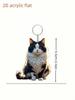 A cute black and white classic style cat keychain animal themed backpack decoration car key pendant pet enthusiast gift