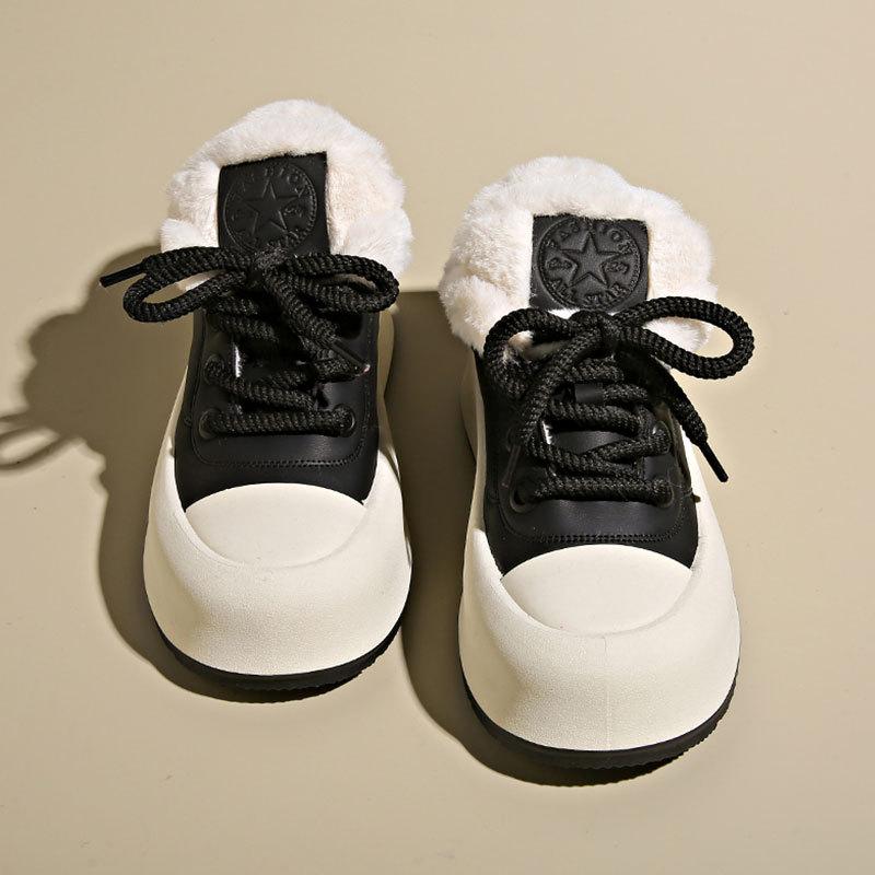 Platform women's shoes new autumn and winter velvet warm fluff two cotton shoes versatile casual shoes