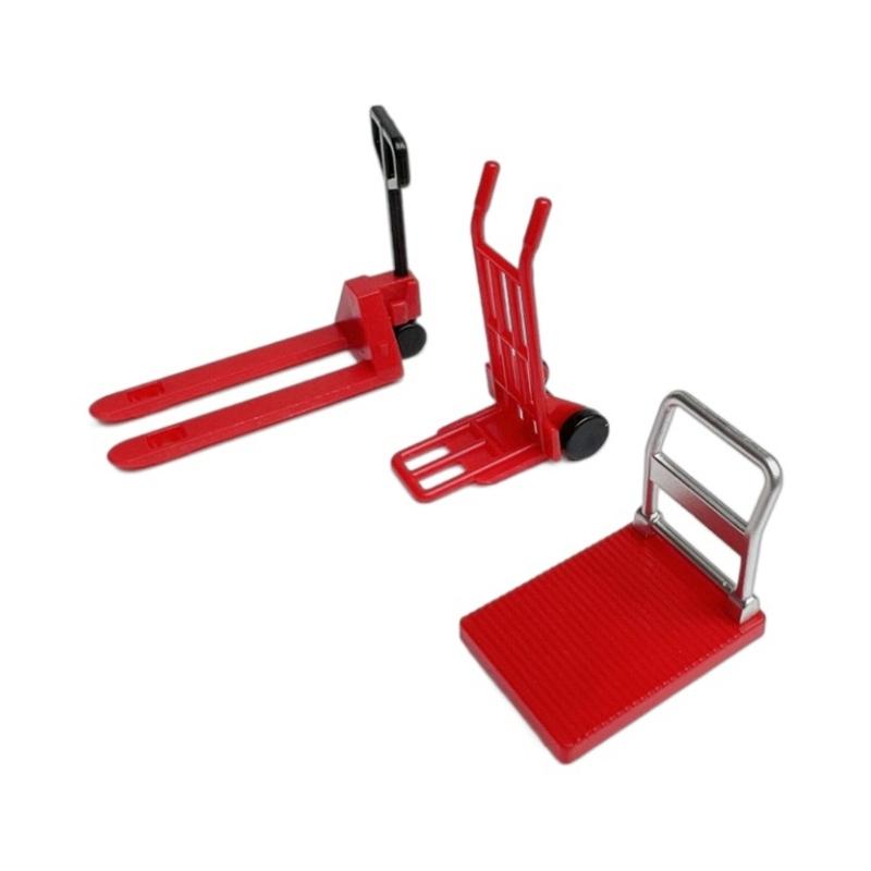 1/12 Scale Dollhouses Warehouse Tool Handcart Forklift For Enthusiasts Seeking Detailed Miniature Decors Set of 3