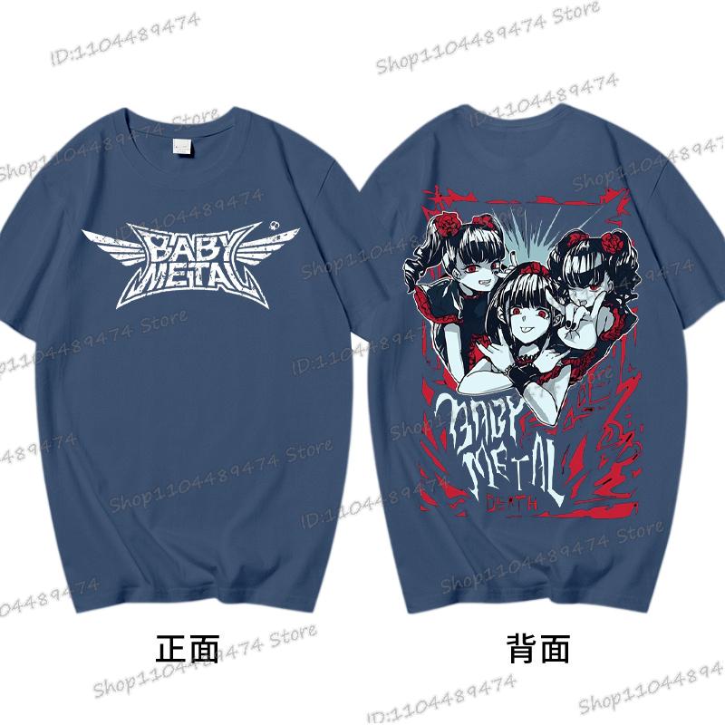 Men Japanese Band Babymetal Shirt Short Sleeve Cotton Casual Print Streetwear Hip Hop Round Neck Rock Roll Singer T-shirts