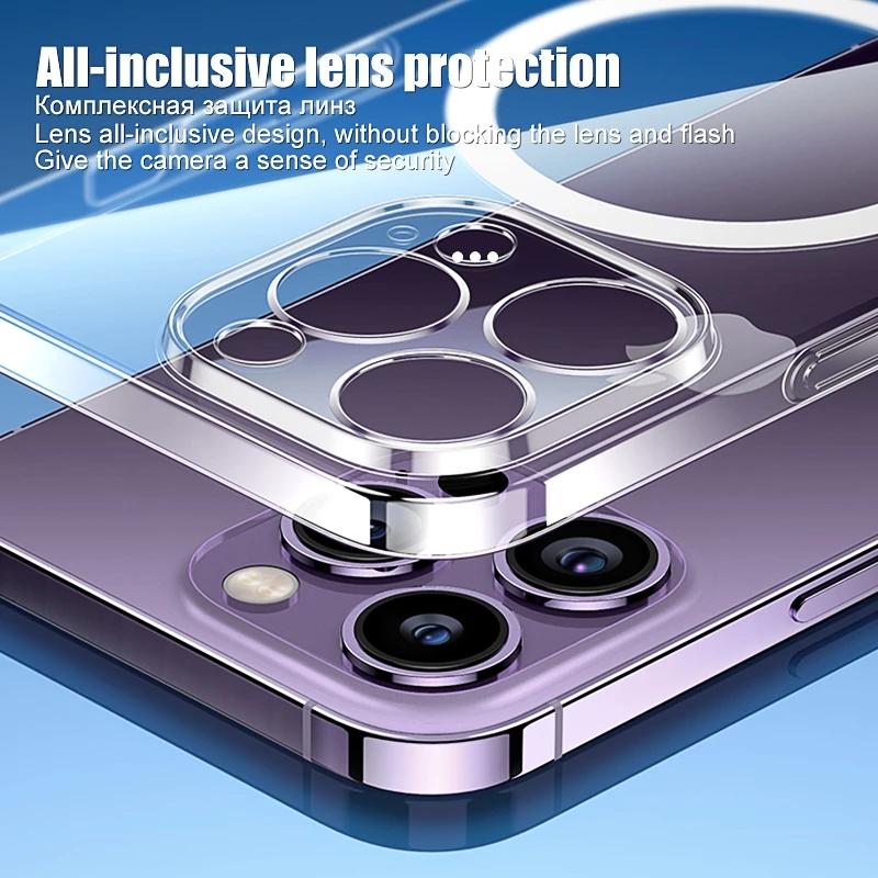 Transparent For Magsafe Magnetic Silicone Case For iPhone 15 14 13 12 11 Pro Max XS XR 7 8 Plus Wireless Charging Cover