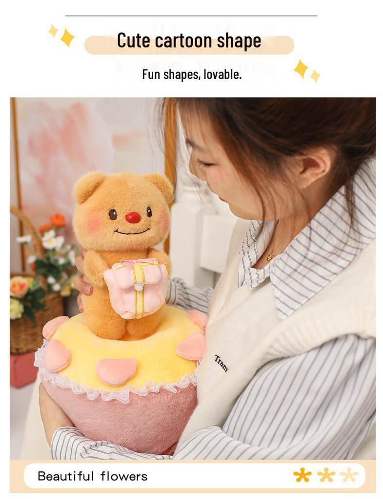 Large Plush Butter Bear Bouquet Doll for Hugging and Sleeping