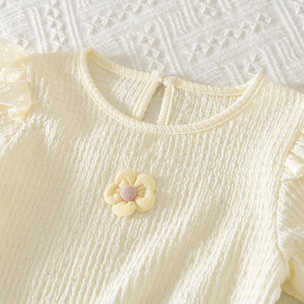 Ensemble Top à Manches Longues et Pantalon à Nœud Floraux Européens & Américains pour Enfants - Collection Automne avec Livraison Gratuite
