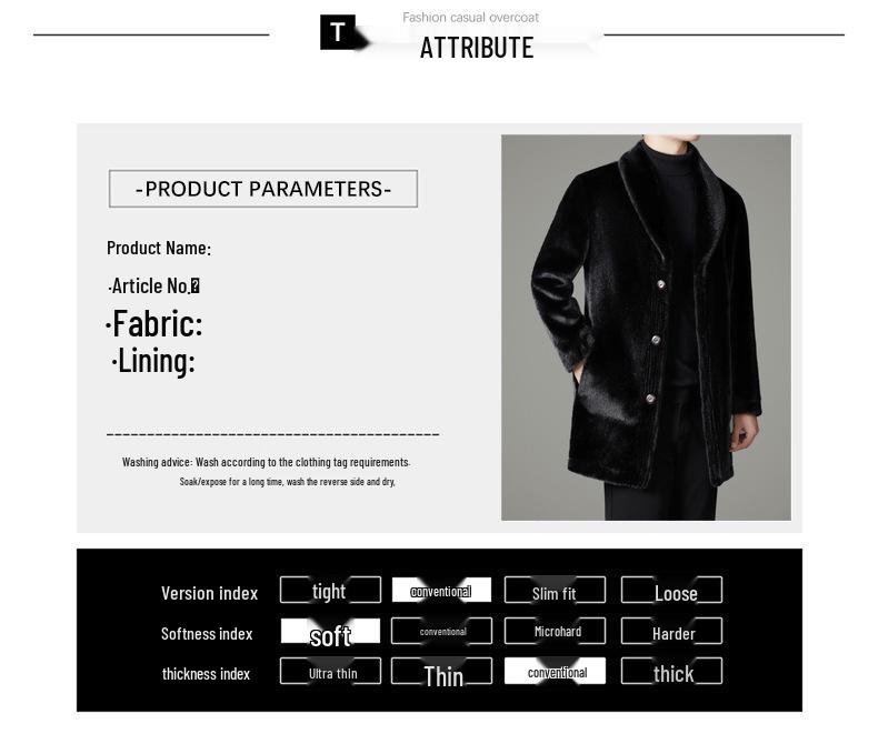 Wendbarer Nerz Herren Mittellanger Pelzmantel - 2025 Winter Revers Stil für Mittleres Alter Wärme