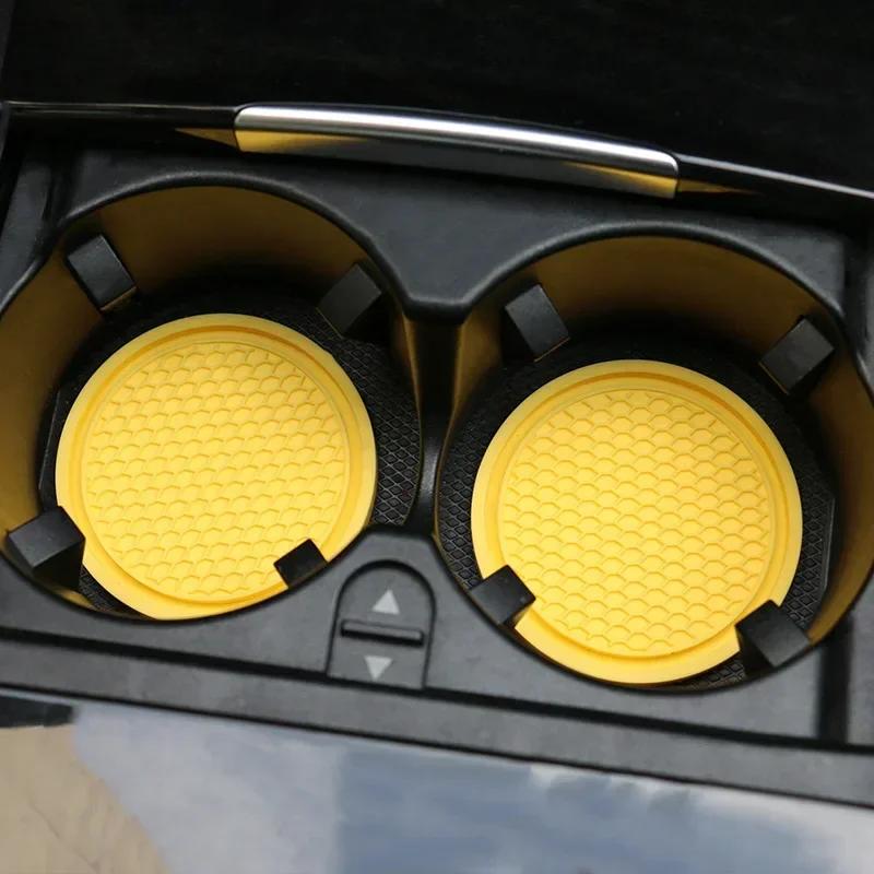 Car 2Pcs Black  Auto Cup Holder Anti Slip Insert Coasters Pads Interior Accessories Universal Fits Perfectly For Most Cups