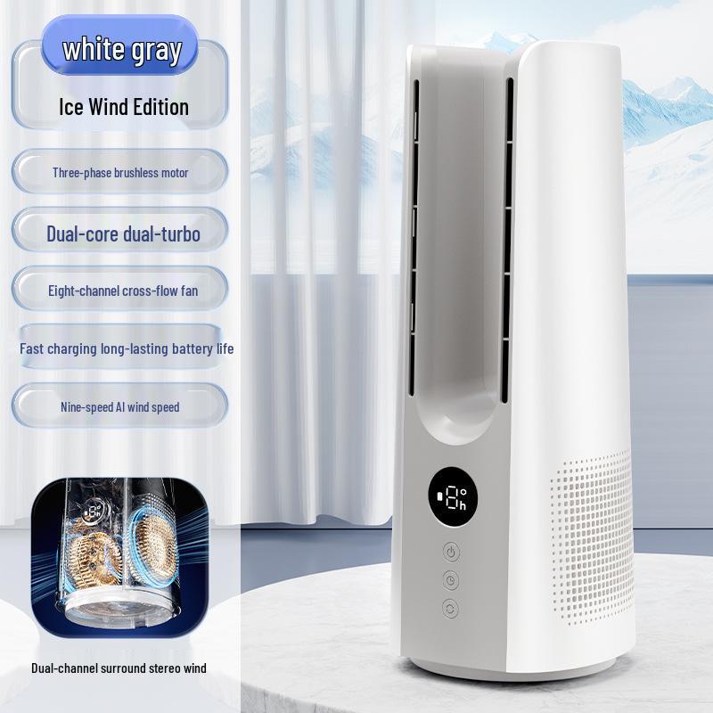 Double Turbine Leafless Fan & Humidifier: Mini Dual Tower, High Wind, USB-Powered, Humidifying Spray Industry Leader, Custom Factory