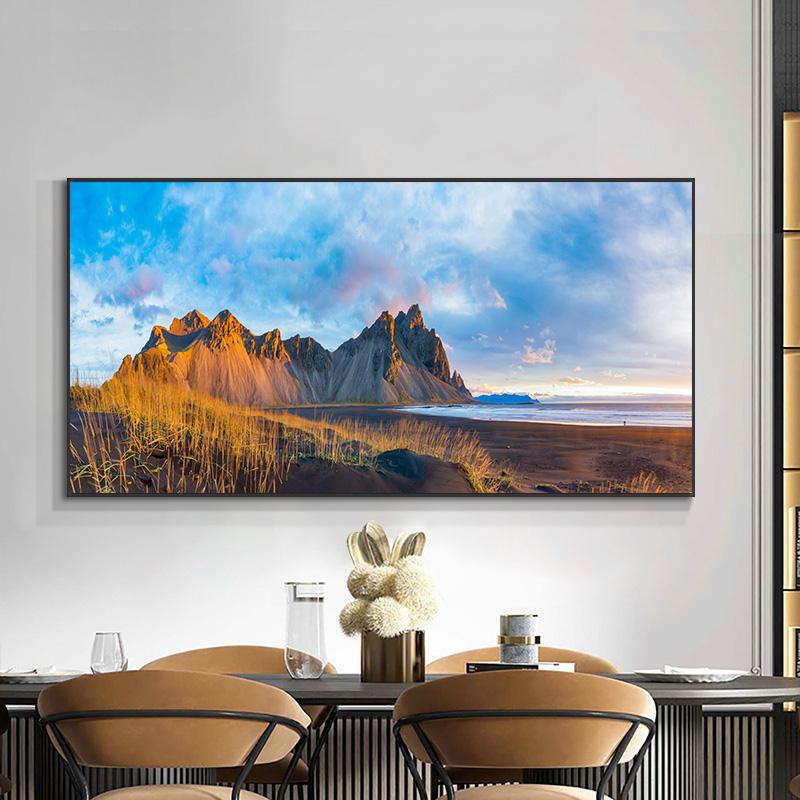 Krajobraz islandia Vestrahorn Mountain płótno malarstwo Nordic natura plakaty i druki obrazy na ścianę Home Decor bez ramki