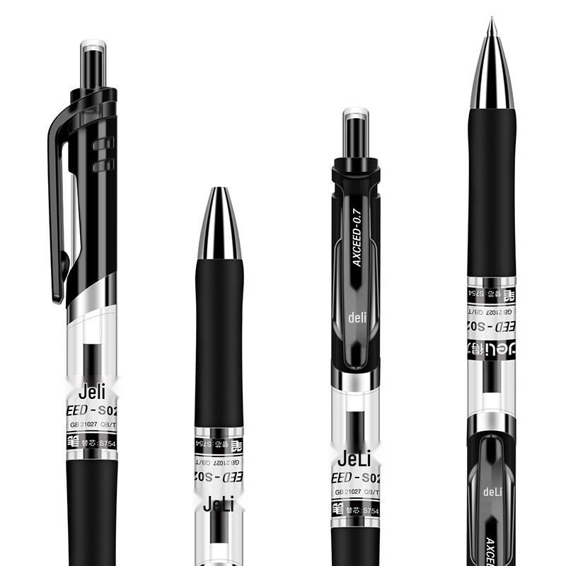 Deli 0.7mm Black Ret Retractable Gel Pen, 12-Pack