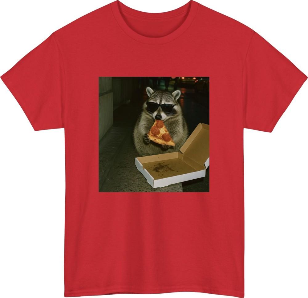 Funny Raccoon Eating Pizza TShirt Cool Sunglasses Animal Meme Unisex Tee Top S