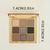 9 Colors Matte Eyeshadow Palette, Earthy Tones with Black and Brown, Waterproof & Sweat-Resistant, Suitable for Cold Light Beige Types
