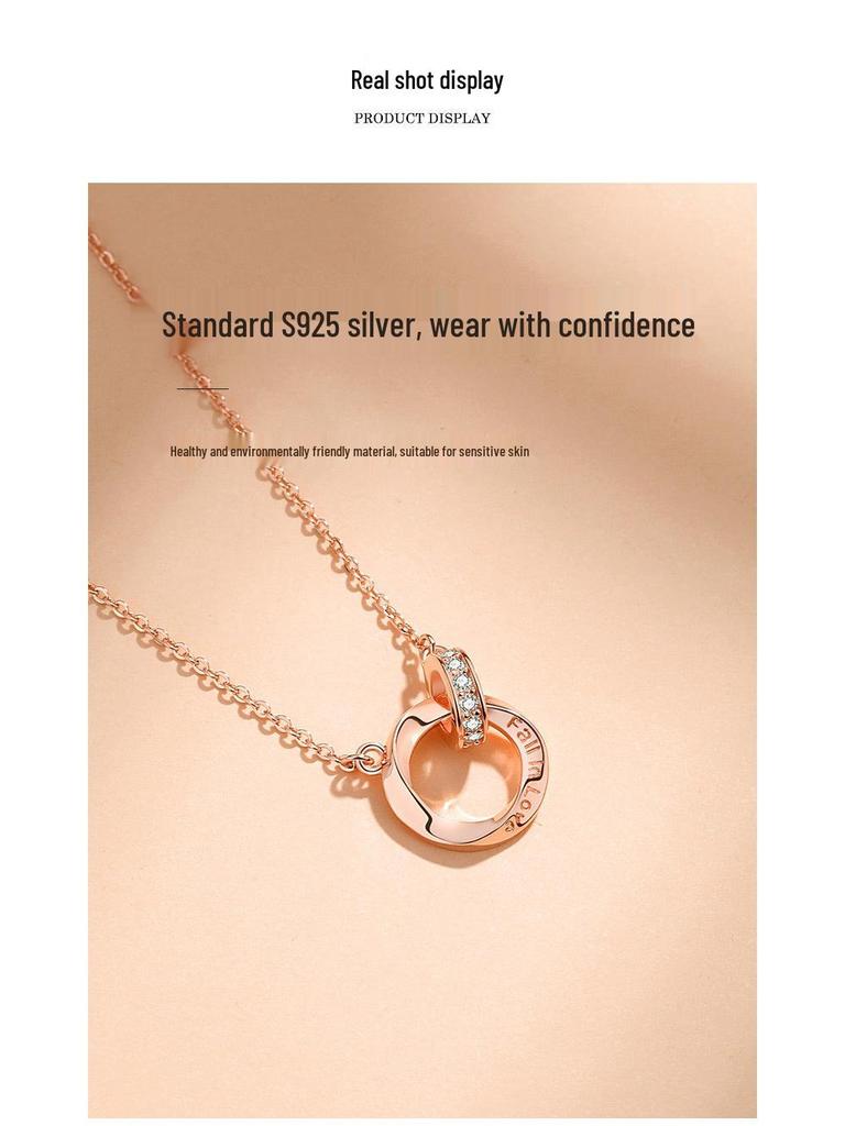Möbius Sterling Silver Couple Necklace - Endless Love Gift for Valentine's, Christmas, Birthday