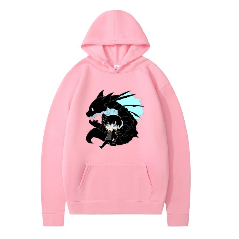 New Fashionable Hooded Sweatshirt Boys Black Dragon Printed Long Sleeved Jacket Warm Loose Winter Hoodie