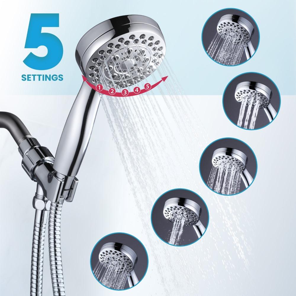 5 Functions Filtered Shower Head, Detachable Bathroom Handheld Shower Head with Holder High Pressure Hand Held Showerhead