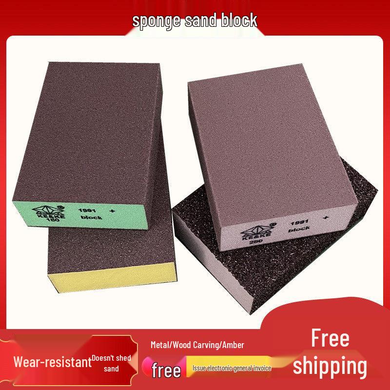 Jie Meng Zhe 4-Sided Sponge Sanding Block, 60/120 Grit, Gray (10-Pack)