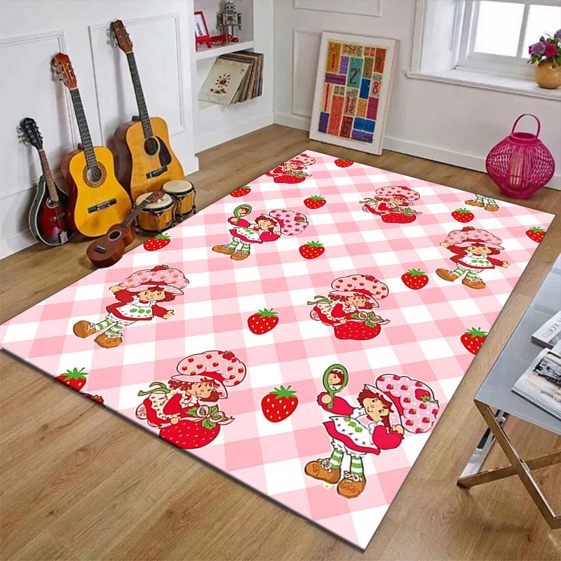 1pc Princess Strawberry (7) Design Printed Area Rug Carpet for Bedroom Living Room Home Decor Rugs Mat Non Slip Mat Rug for Bedside