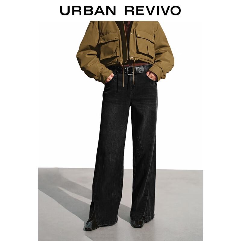 UR 2025 Winter Women's Wide-Leg Denim Pants with Belt